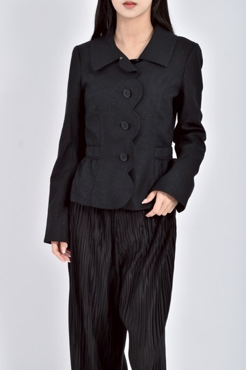 (S) craig排扣收腰黑色外套