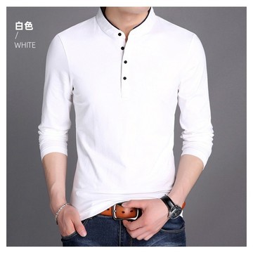 🔥素tee【現貨】中式立領襯衫男 時尚修身長袖襯衫 商務休閒男生衣著  質地柔軟不變形  免燙素色襯衫M-5XL