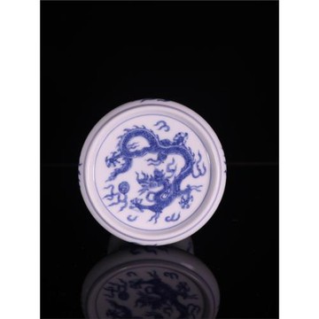 柴窯成化青花斗彩手繪龍紋蓋置杯托景德鎮仿古手工陶瓷器玩功夫茶