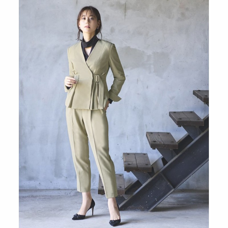 RUIRUE BOUTIQUE/ルイルエブティック）サイドベルトジャケットパンツスーツ/レディース ライトカーキ 通販  LINEポイント最大1.0%GET LINEショッピング