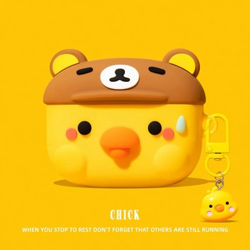 棕色小熊帽 小雞 矽膠殼 適用於AirPods Pro3 保護殼 1/2/3/4代耳機殼 Pro2 保護套 軟殼 防摔殼