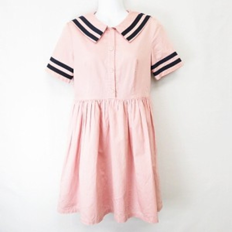 中古 ミルク Milk Sailor セーラー ナチュラルコットン フレアワンピース ピンク レディース 通販 Lineポイント最大1 0 Get Lineショッピング