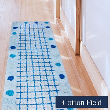 棉花田點點純棉提花走道毯-藍色(45x135cm)