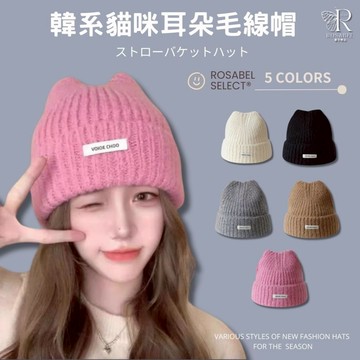 《現貨隔日到貨》🔥韓系貓咪耳朵毛線帽  毛帽 帽子 針織帽 毛線帽 堆堆帽 冷帽 月子帽 保暖帽 包頭帽 男女帽 純色