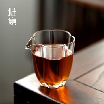 班意 日式公道杯海棠花瓣形勻杯分茶器加厚耐熱玻璃高品質茶配件