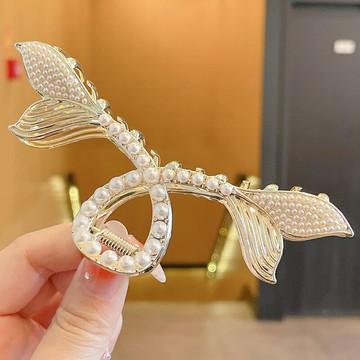 珍珠魚尾抓夾發夾女后腦勺夾子頭飾發卡高級感韓國氣質優雅鯊魚夾