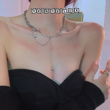 两件9.9折🔥臺灣出貨🔥可開發票✅新款酷感嘻哈小衆項鍊個性ins風鎖骨鏈輕奢感星星配飾潮