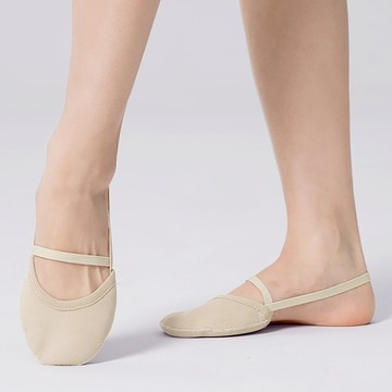 成人高品質耐磨芭蕾平底拖鞋彈力半鞋女童藝術體操麂皮半掌鞋
