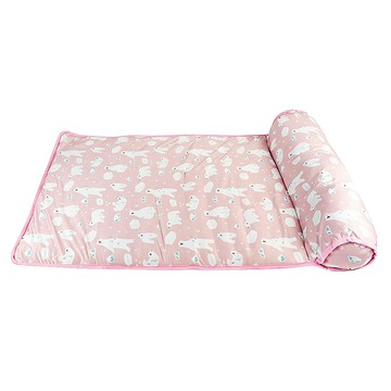 貓本屋 夏季冰絲涼感 靠枕涼墊/寵物墊  粉紅白熊  L(80 x 60 x 1.5cm)  1個