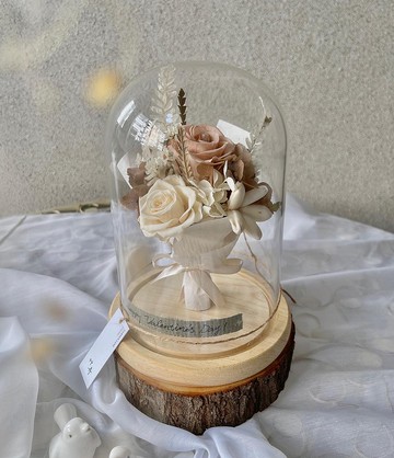 【艸弄Garden Lane Floral】玻璃罩永生花-杏桃棕