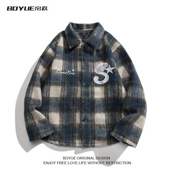 潮牌格子男生港風復古痞帥外套