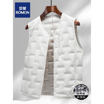 羅蒙羽絨馬甲男內穿2025秋冬新款休閑V領外穿馬夾內膽保暖背心
