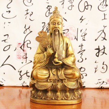 純黃銅太上老君神像家用供奉太清道德天尊老子銅像大號道教祖師