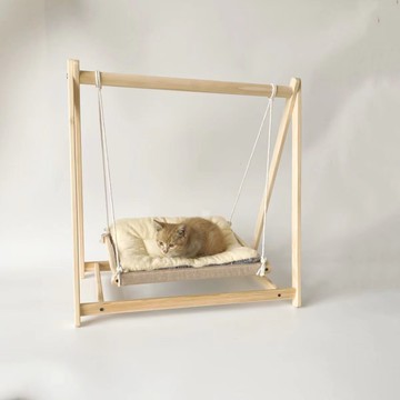 ??免運 可開發票 木質搖床貓咪用品小寵雙層防側翻秋千吊窩寵物吊床貓床貓秋千床邊