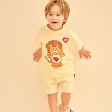 韓國 Care Bears - 聯名款獅子熊熊短袖套裝-淺黃