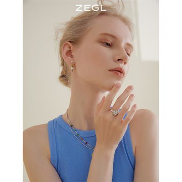 ZEGL設計師氣球狗狗彩色戒指女小眾設計笑臉花朵彩虹食指開口戒子