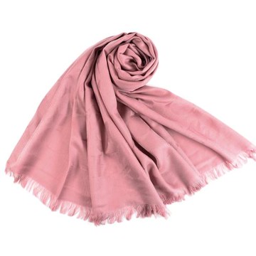 COACH 大C LOGO蠶絲羊毛薄圍巾-乾燥玫瑰粉