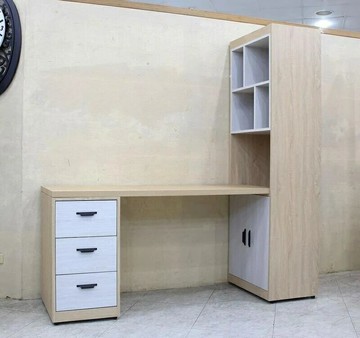 【歐風別館】康庭梧桐白雪杉雙色L型伸縮書桌櫃【基隆至台中免運費】