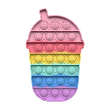JoyNa - 3入-滅鼠先鋒彩虹泡泡板 按壓玩具 可當杯墊-奶茶杯+隨機2入