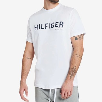 TOMMY 熱銷印刷文字圖案短袖T恤-白色