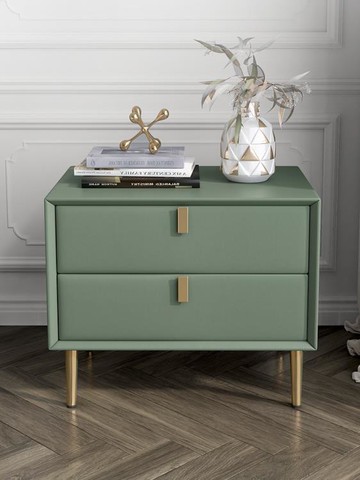 實木床頭櫃高級感現代簡約意式輕奢ins風小型皮質臥室床邊櫃整裝 雙11特惠