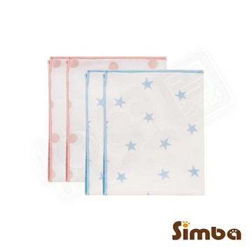 Simba 小獅王辛巴 極柔感印花紗布澡巾(2入)-好自藍/點粉粉【悅兒園婦幼生活館】