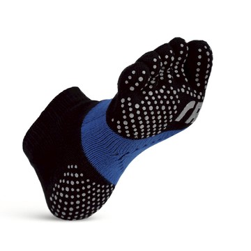 透氣升級足弓加強止滑運動五趾船襪 - L曜黑藍
