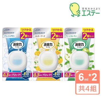 【雞仔牌】日本消臭力 持久型浴廁除臭劑替換裝6mlX2入(共4組)