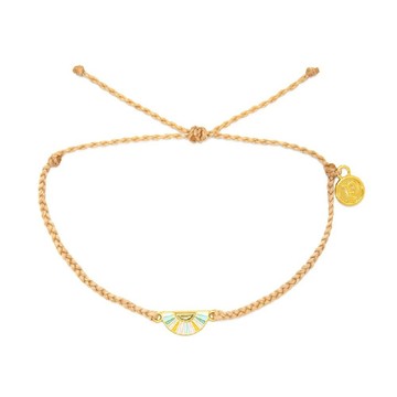 Pura Vida 美國手工 SUNSET STRIPE 金色日落 淺褐色防水蠟線可調式衝浪手環