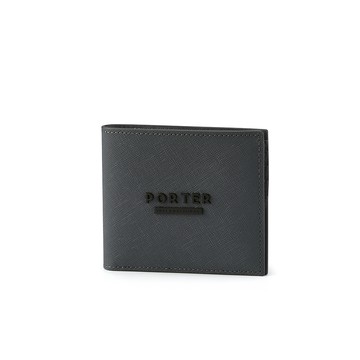 【PORTER INTERNATIONAL】細膩韌性 DEFINE系列 真皮雙折短夾(沉靜灰)