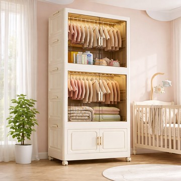 【AOTTO】簡約80面寬雙開門附輪收納衣櫃