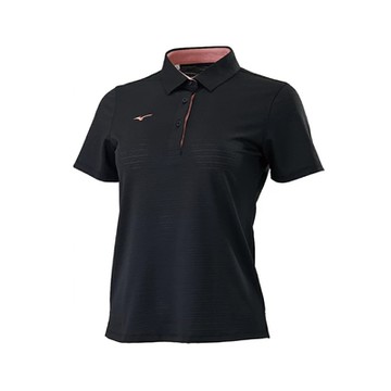 MIZUNO 美津濃 上衣 女款 短袖上衣 運動 POLO衫 黑 32TAB21609