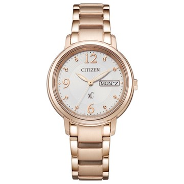 CITIZEN星辰 xC 俏皮浪漫光動能女錶-銀x玫瑰金/32.5mm(EW2426-54A)