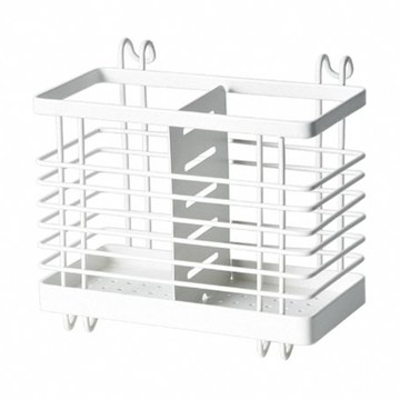 Homely Zakka 日式簡約鐵藝可掛式餐具分類瀝水籃  1個  白色