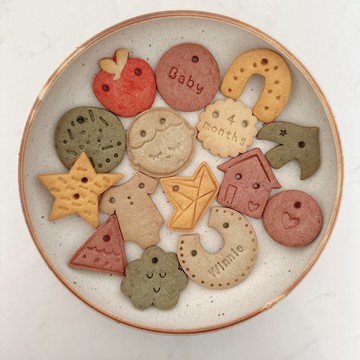 Ins風男寶寶 蔬果奶油餅乾 無糖霜 彩色收涎餅乾 12+3片