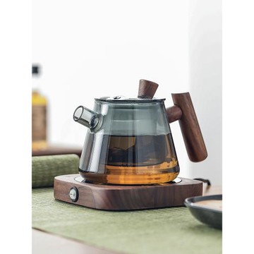 茶壺家用耐高溫茶水分離泡茶壺防燙木把手玻璃沏煮茶器單壺花茶壺