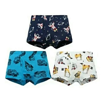 日本 Ho-ho kids - [人氣No.1]純棉透氣男孩內褲(3入)-宇宙/車車-深藍白