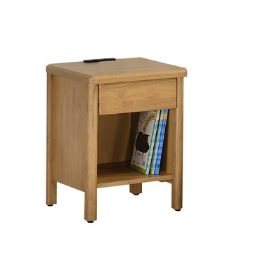 Homelike 喜家居單抽附插座實木床頭櫃(2507)