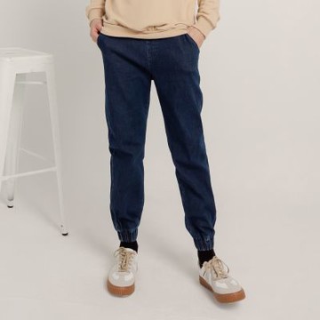 OB嚴選-保暖內刷毛腰鬆緊牛仔縮口褲《KL0768-》