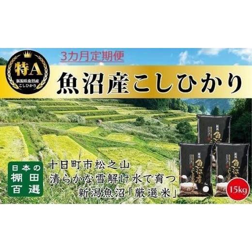 ふるさと納税 新潟県 十日町市 「3カ月定期便」日本棚田百選のお米　天空の里・魚沼産こしひかり　１５ｋｇ(５ｋｇ×３)×３回