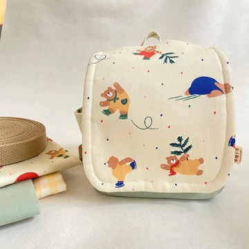 滑雪小熊ㅣ手作質感兒童後背包
