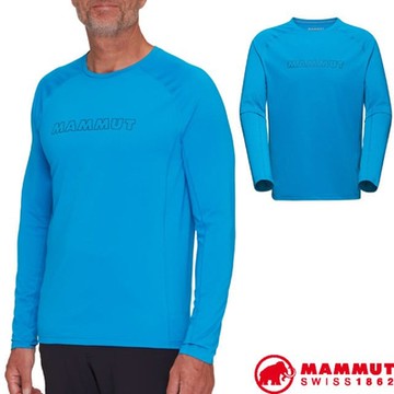 【MAMMUT 長毛象】男 Selun FL 快乾彈力長袖圓領運動T恤.休閒衫.上衣_1016-01440-50589 冰川藍