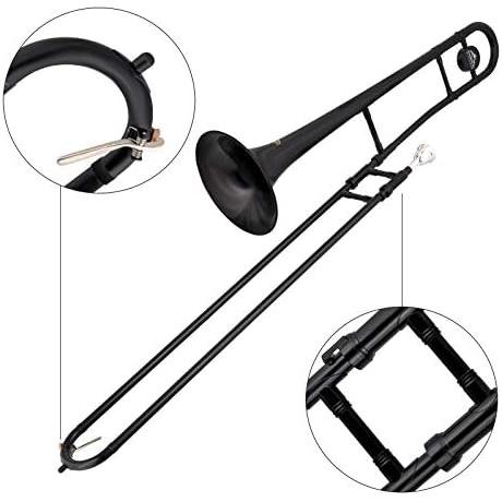 Eastrock Trombone Bb Tenor Slide Black Brass Musical Instrument with Hard Case Mouthpiece for Standard Student Beginner