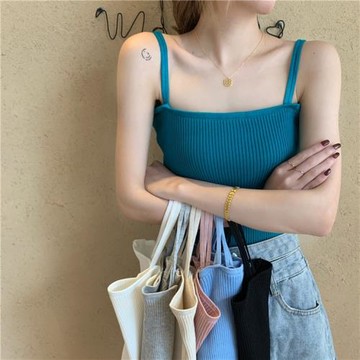 純色針織內搭外穿吊帶女大碼女裝胖妹妹夏季背心ins潮胖mm打底衫