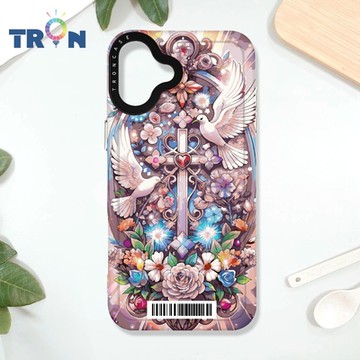 TRON iPhone 16 PLUS 十字架華麗金光閃閃 防摔太空載具殼 透白 軟硬 手機殼