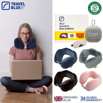 【Travel Blue 藍旅】極致禮盒組(內含寧靜頸枕、頸枕收納盒 、豪華眼罩)_白色收納盒組