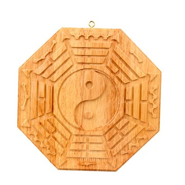 太極陰陽魚虎頭凸鏡凹鏡桃木八卦鏡風水掛件家居工藝品