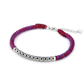 純銀．蠟繩手鍊． 開運．財源滾滾