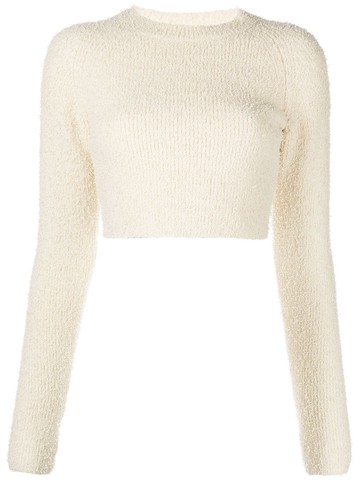 ALIX NYC - Zane long-sleeve crop top - women - Polyester/Wool - L - Neutrals
