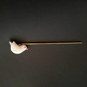 【特別優惠價】木製髮簪－白文鳥
